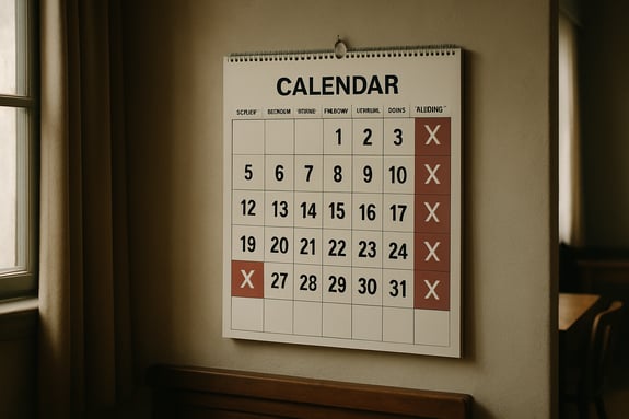 cinematic calendar in a room marked weekends-1
