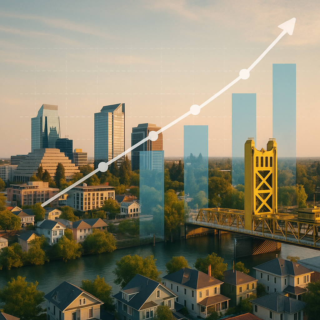 A dynamic Sacramento cityscape showcasing both res