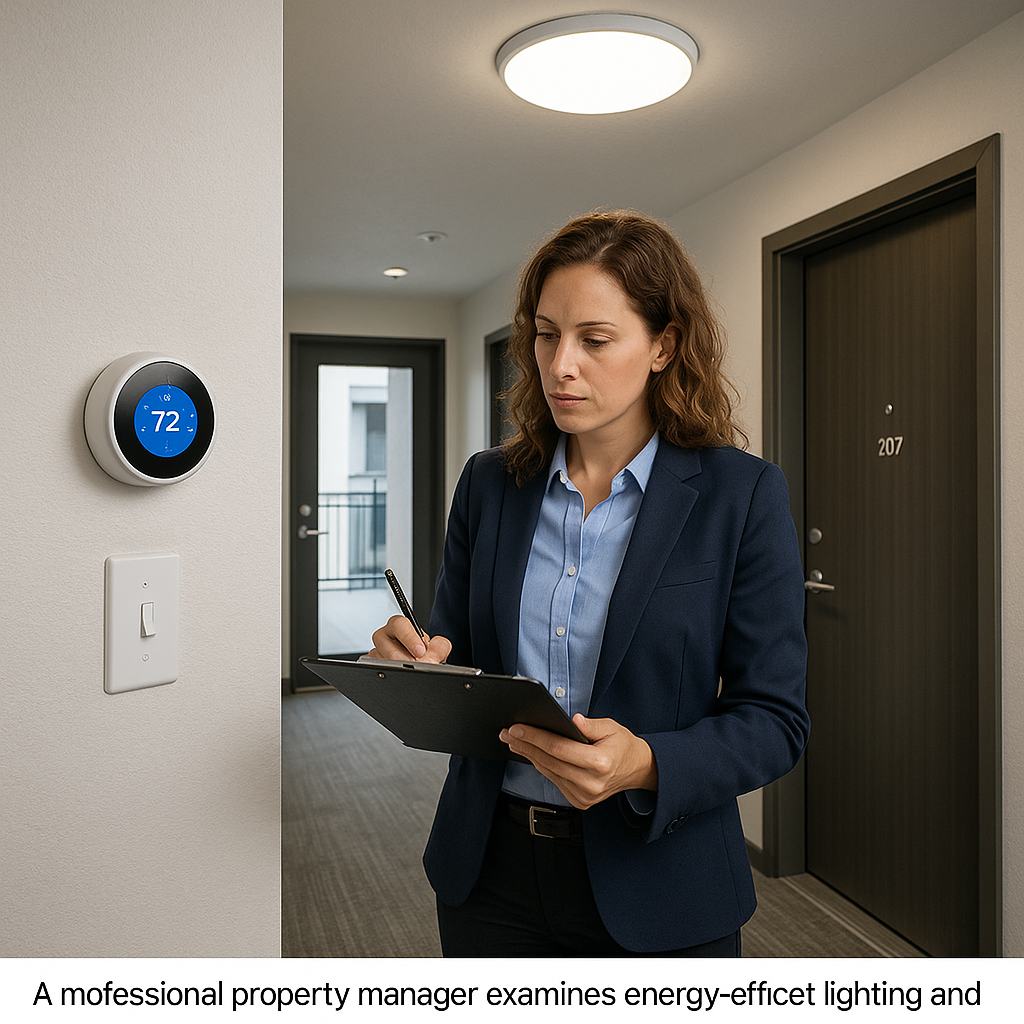 A professional property manager examines energy-ef