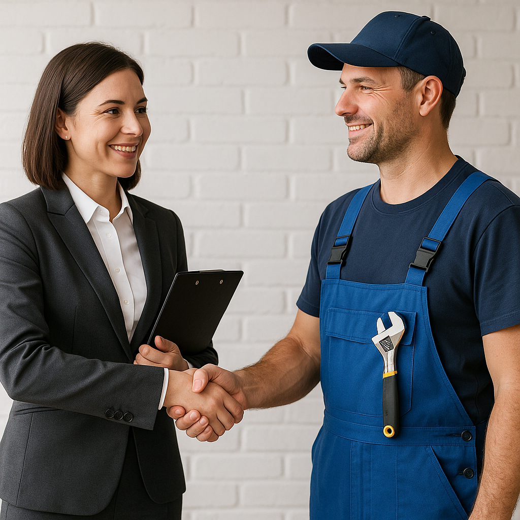A professional property manager shaking hands with-1