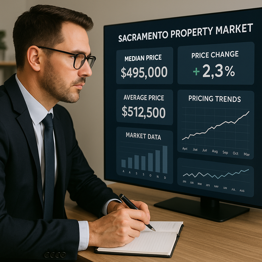 A professional real estate agent analyzing Sacrame