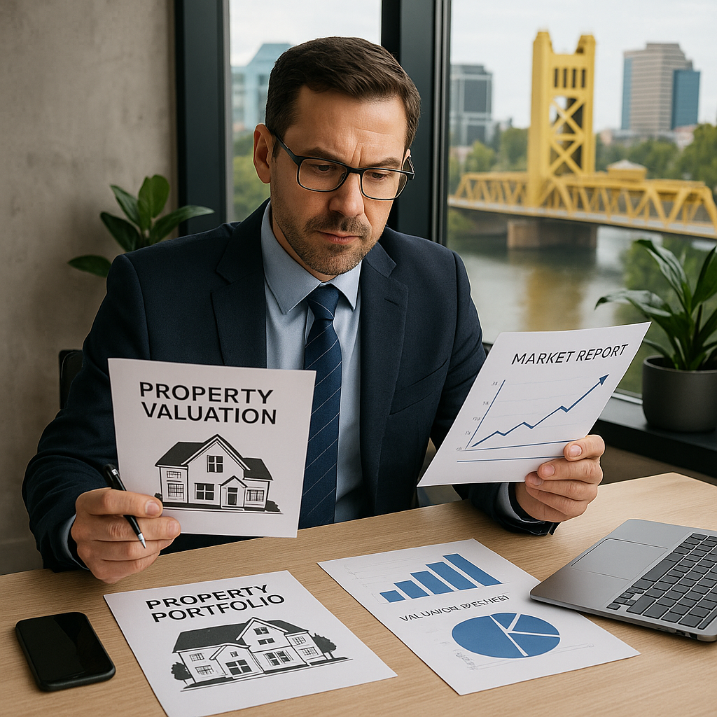 A professional real estate agent reviews a propert