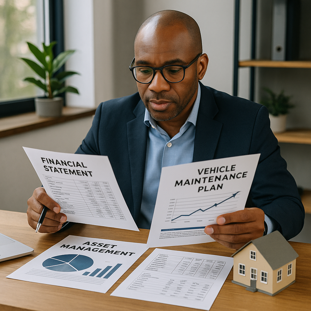 A professional real estate investor reviewing fina