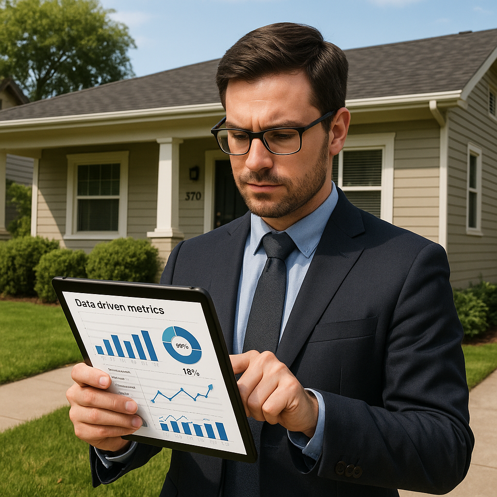 Professional property manager reviewing performanc