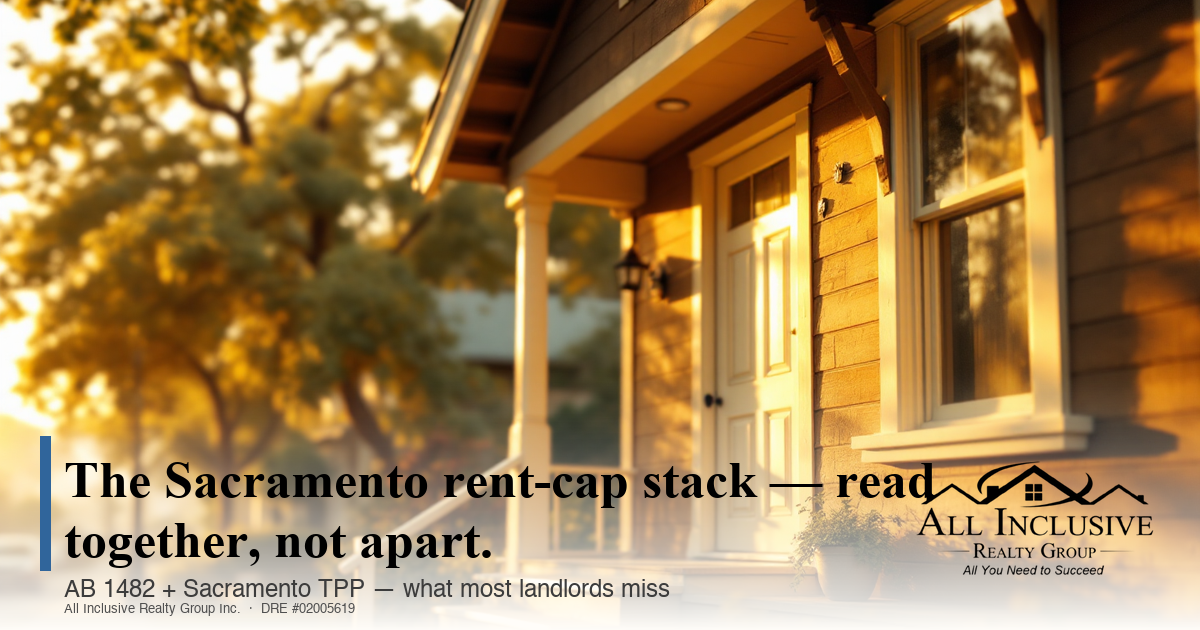 The Sacramento Rent-Cap Stack: Reading AB 1482 and the City TPP Together Without Losing the Operating Math